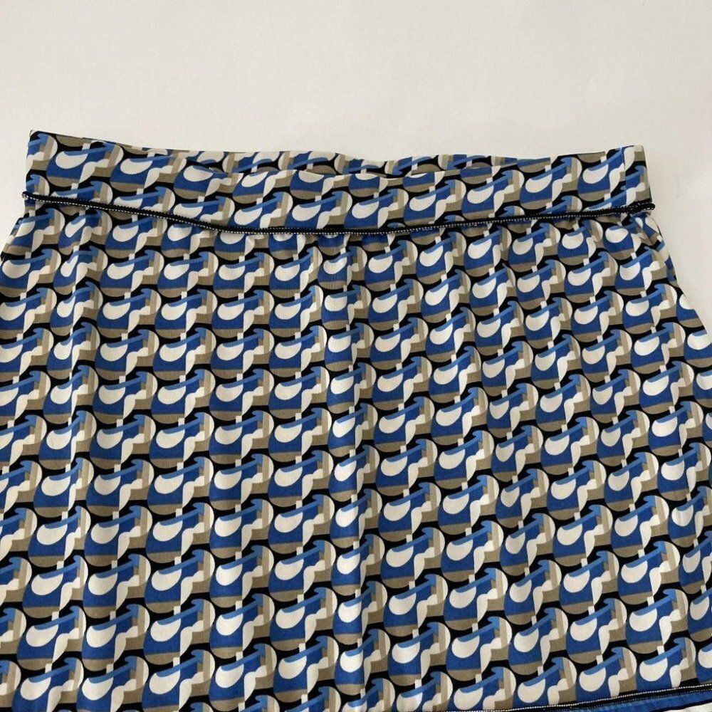 Max Studio Skirt Blue Geometric Striped Ruff - Picture 2 of 5